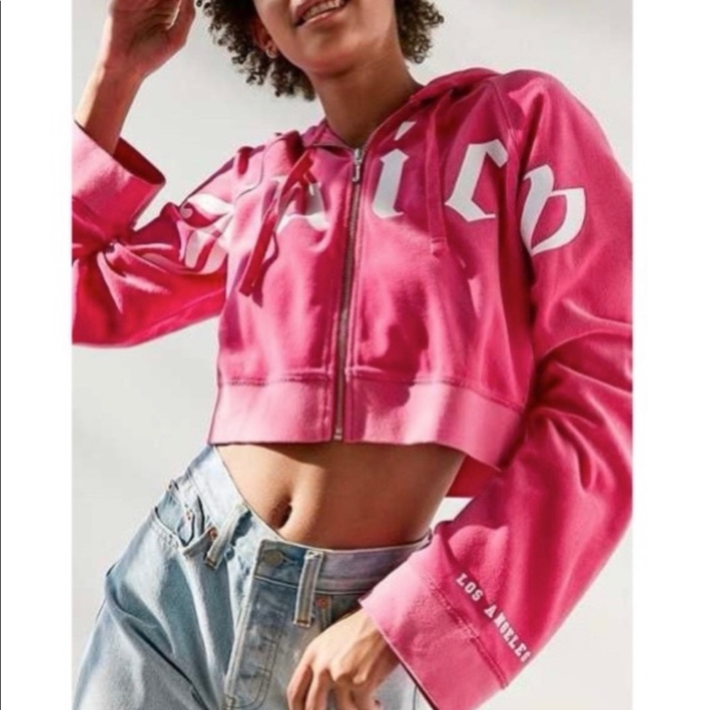 Juicy Couture Pink Velour Cropped Jacket UO Exclusive Size: Small